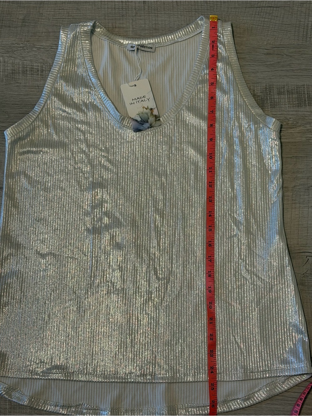 Metallic Silver Tank Top One size Made in Italy - Picture 12 of 12